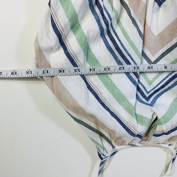 Miami Ivory Striped Halter Dress Size L Belted Linen Blend Cruise Vacation - Picture 14 of 16